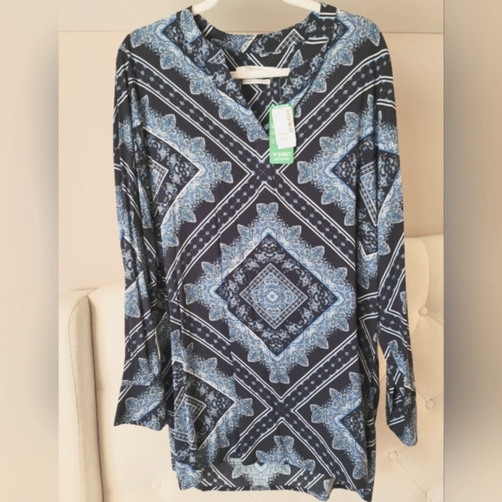 NWT Contemporaine -sz L- Blue Bohemian Babe Tunic